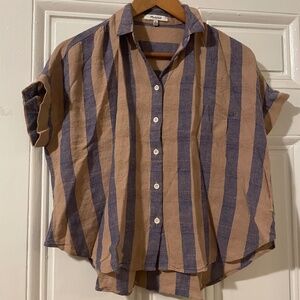 Madewell Linen-Blend Hilltop Shirt in Bayley Stripe size XS